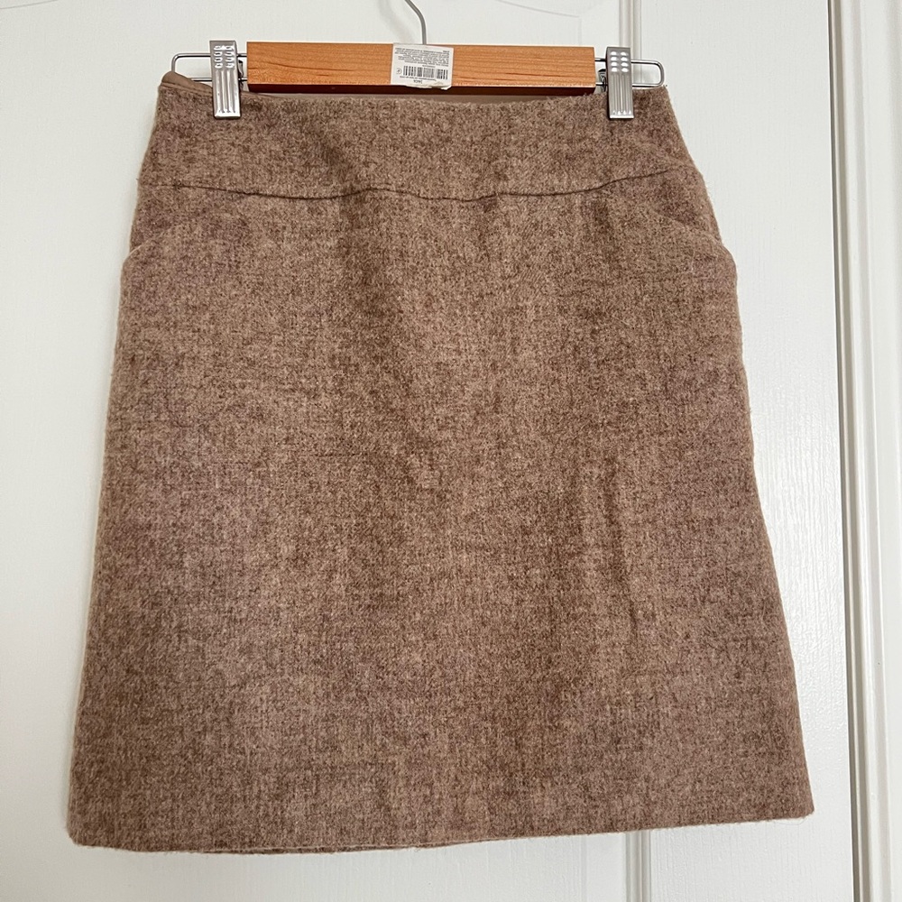 Winter Real WOOL warm Elegant Tan A-Line Skirt